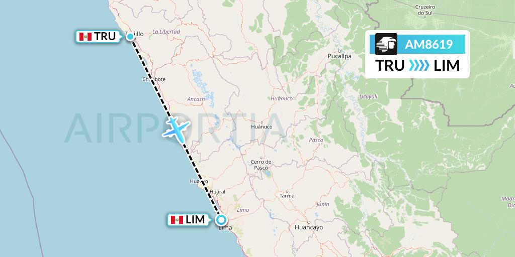 AM8619 Aeromexico Flight Map: Trujillo to Lima