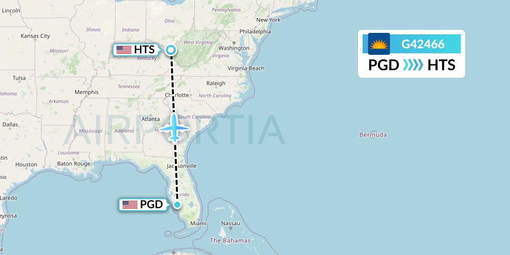G42466 Allegiant Air Flight Map: Punta Gorda to Huntington