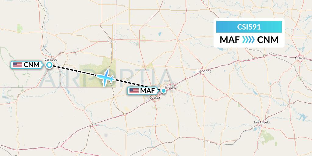 CSI591 Csi Aviation Flight Map: Midland to Carlsbad