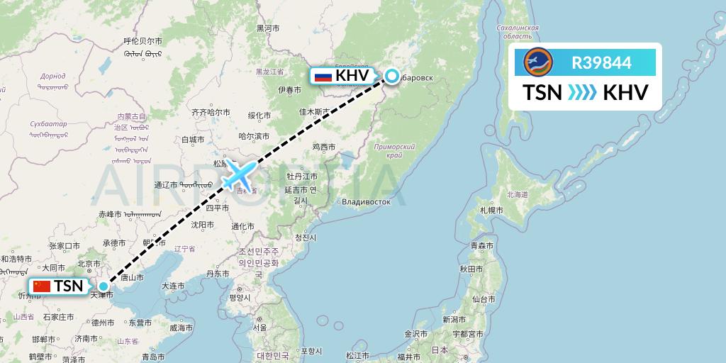 R39844 Yakutia Airlines Flight Map: Tianjin to Khabarovsk
