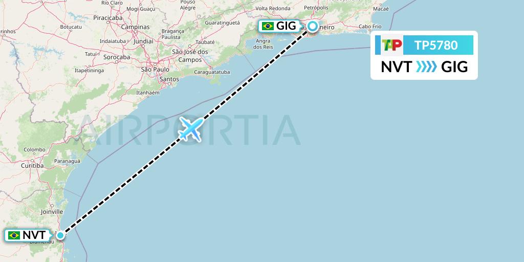 TP5780 TAP Portugal Flight Map: Navegantes to Rio de Janeiro