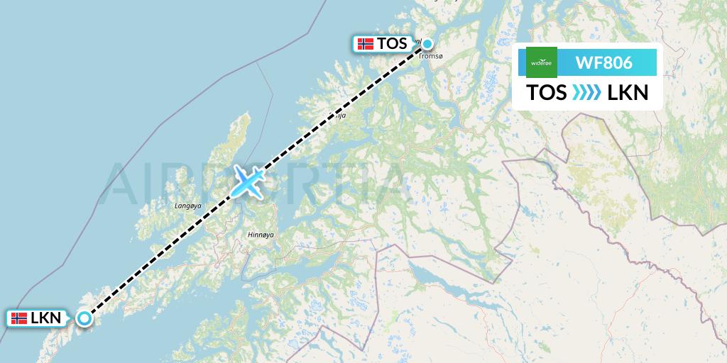 WF806 Wideroe Flight Map: Tromso to Leknes