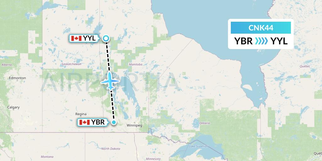 CNK44 Sunwest Aviation Flight Map: Brandon to Lynn Lake