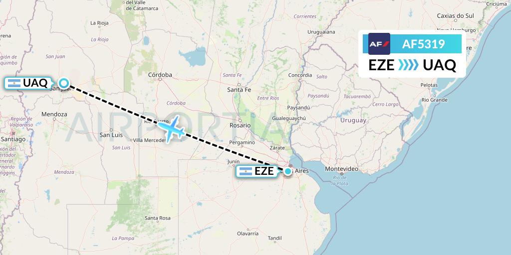 AF5319 Air France Flight Map: Buenos Aires to San Juan