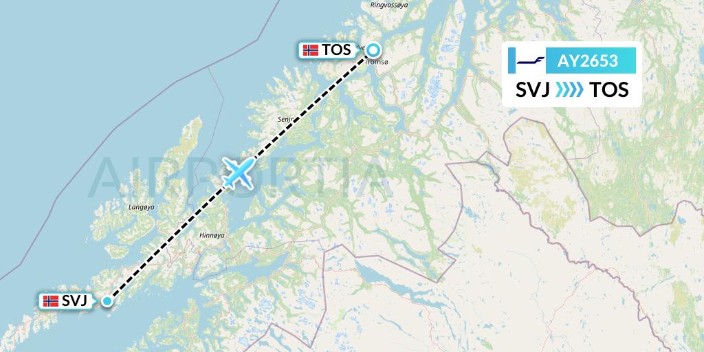 AY2653 Finnair Flight Map: Svolvaer to Tromso