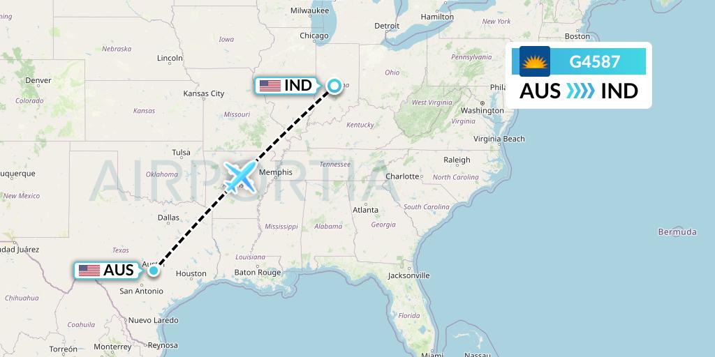G4587 Allegiant Air Flight Map: Austin to Indianapolis