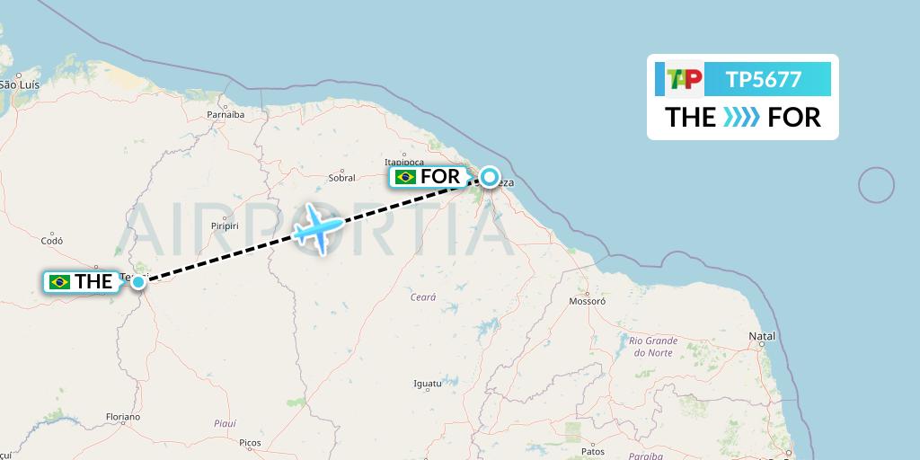 TP5677 TAP Portugal Flight Map: Teresina to Fortaleza