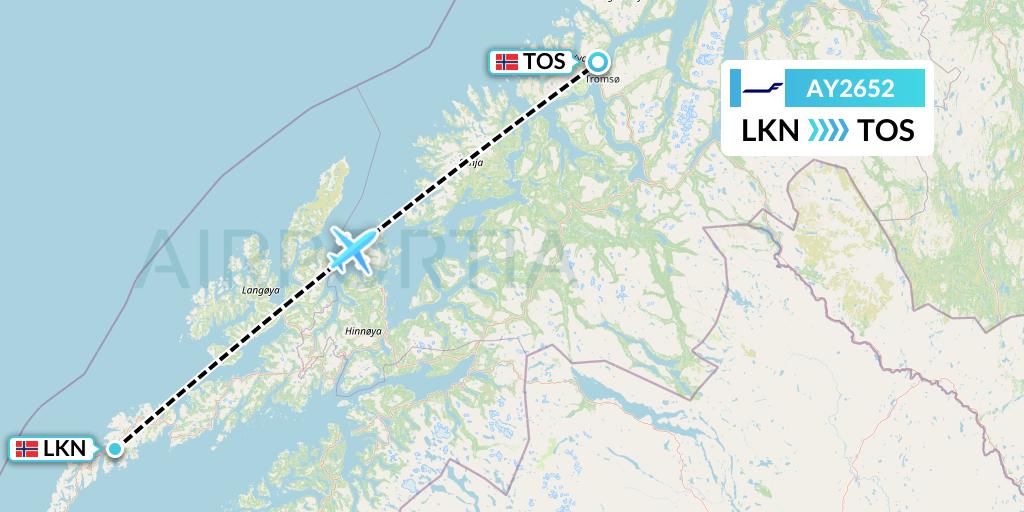 AY2652 Finnair Flight Map: Leknes to Tromso