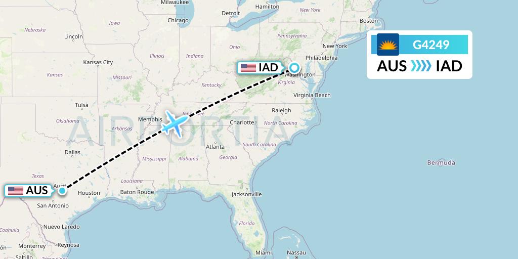G4249 Allegiant Air Flight Map: Austin to Washington