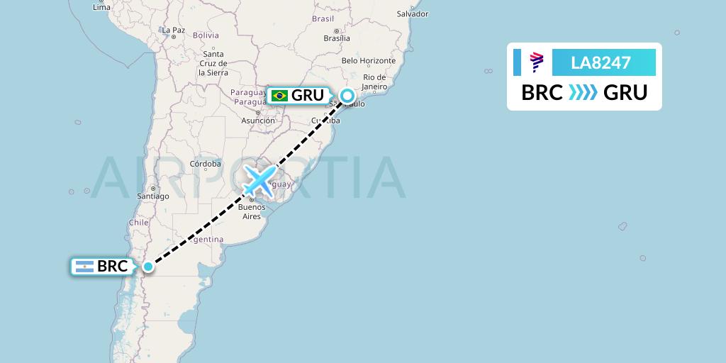 LA8247 LAN Airlines Flight Map: San Carlos de Bariloche to Sao Paulo