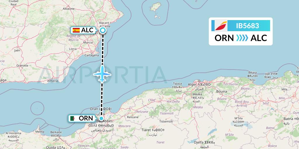 IB5683 Iberia Flight Map: Oran to Alicante