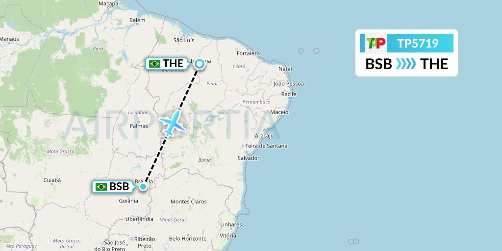 TP5719 TAP Portugal Flight Map: Brasilia to Teresina