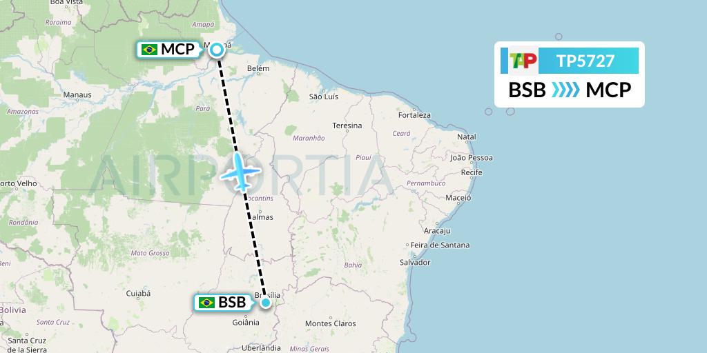 TP5727 TAP Portugal Flight Map: Brasilia to Macapa