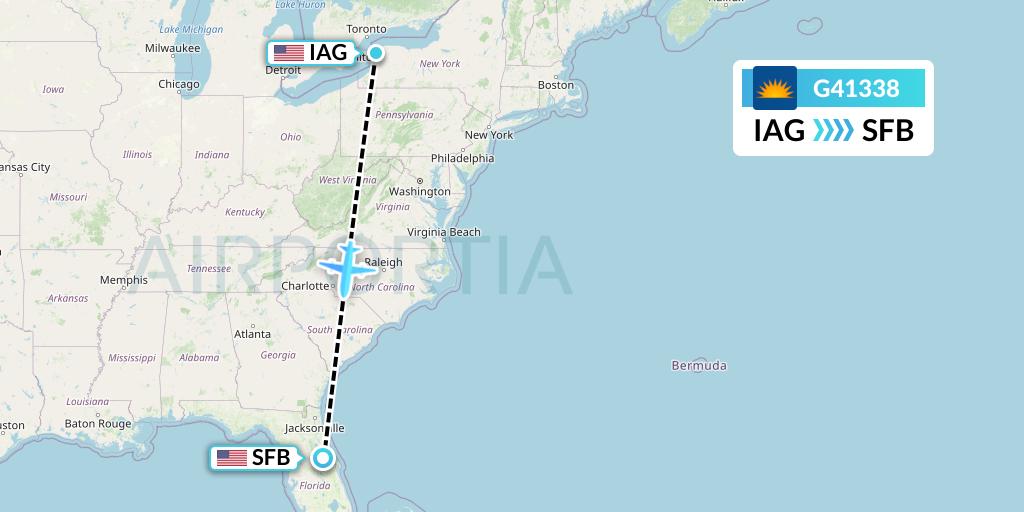 G41338 Allegiant Air Flight Map: Niagara Falls to Orlando