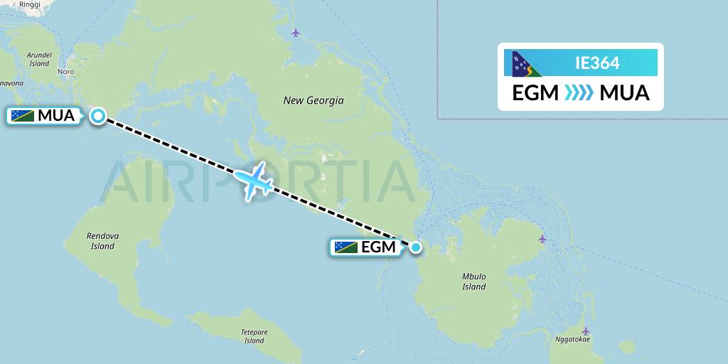 IE364 Solomon Airlines Flight Map: Sege to Solomon Islands