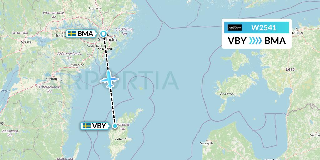 W2541 Flex Flight Flight Map: Visby to Stockholm