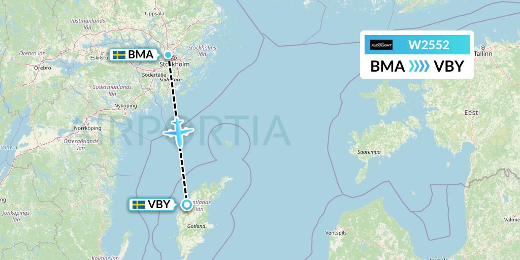 W2552 Flex Flight Flight Map: Stockholm to Visby