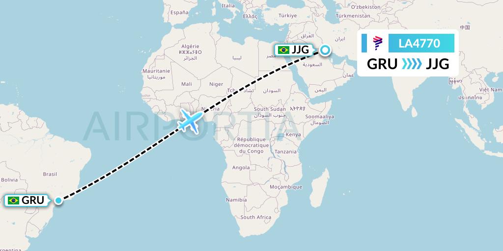 LA4770 LAN Airlines Flight Map: Sao Paulo to Criciuma