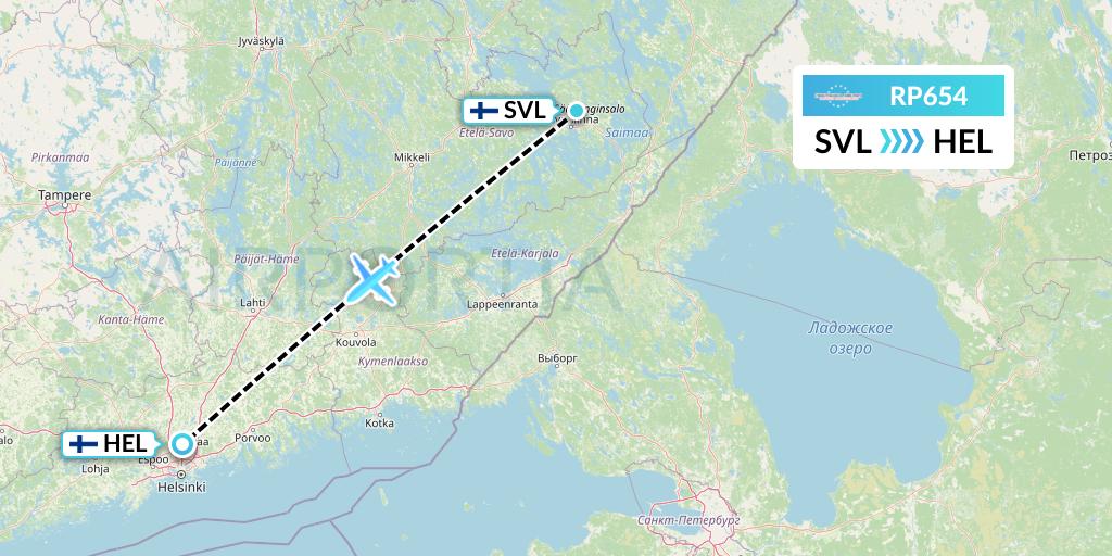 RP654 BASE (Budapest Aircraft Services) Flight Map: Savonlinna to Helsinki
