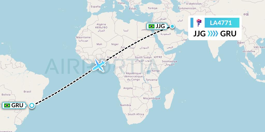 LA4771 LAN Airlines Flight Map: Criciuma to Sao Paulo