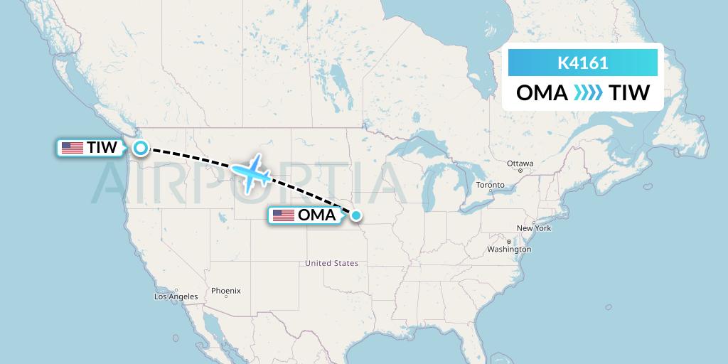 K4161 Kalitta Air Flight Map: Omaha to Tacoma
