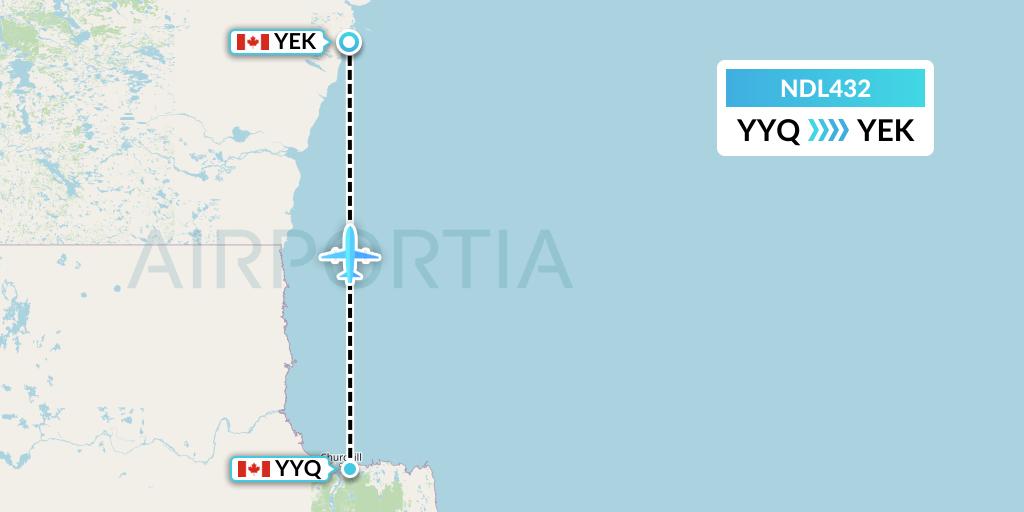 NDL432 Chrono Aviation Flight Map: Churchill to Arviat