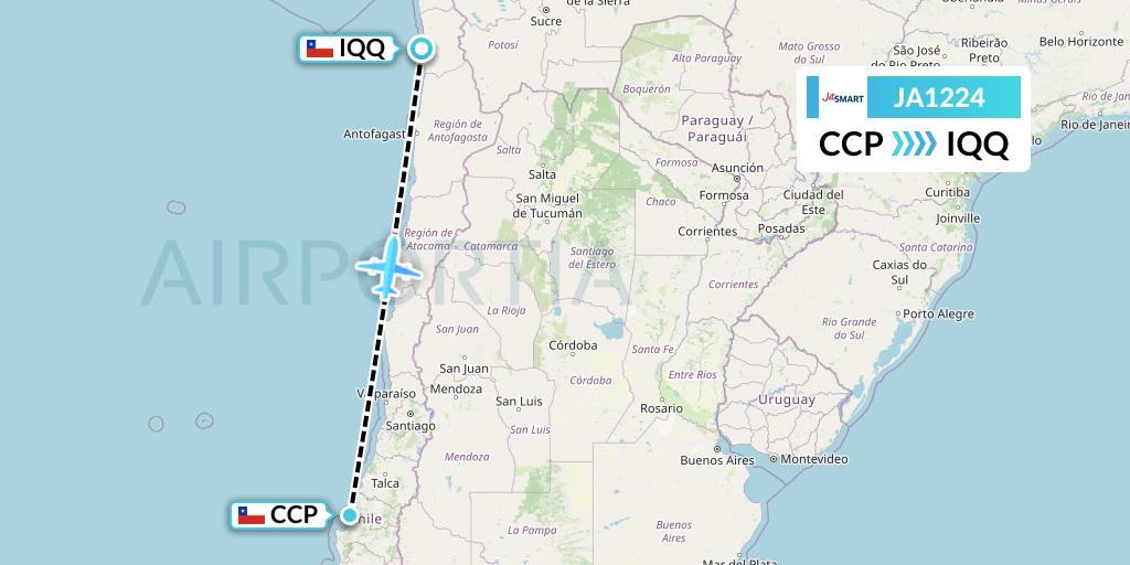 JA1224 JetSMART Flight Map: Concepcion to Iquique