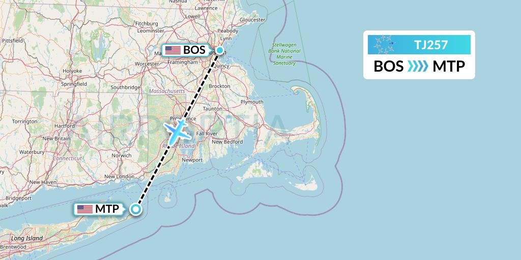 TJ257 Tradewind Aviation Flight Map: Boston to Montauk