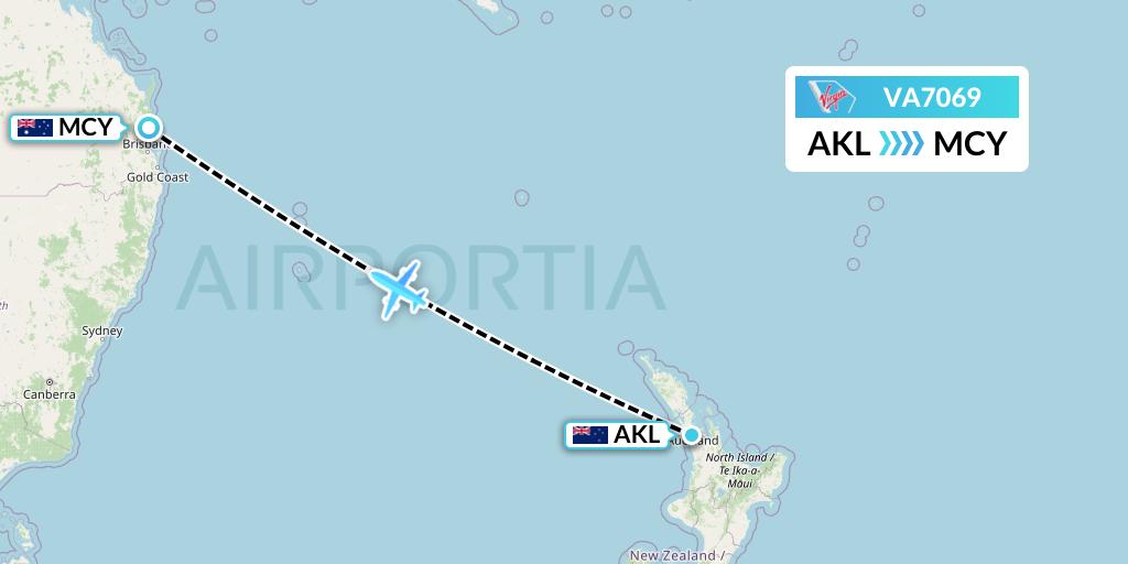 VA7069 Virgin Australia Flight Map: Auckland to Sunshine Coast
