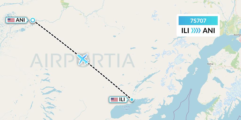 7S707 Ryan Air (USA) Flight Map: Iliamna to Aniak