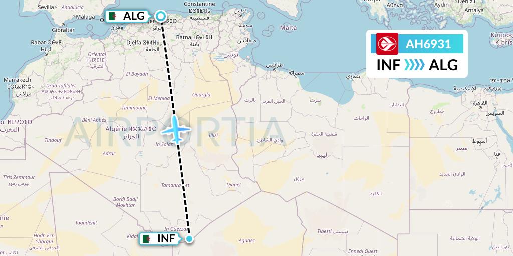 AH6931 Air Algerie Flight Map: In Guezzam to Algiers