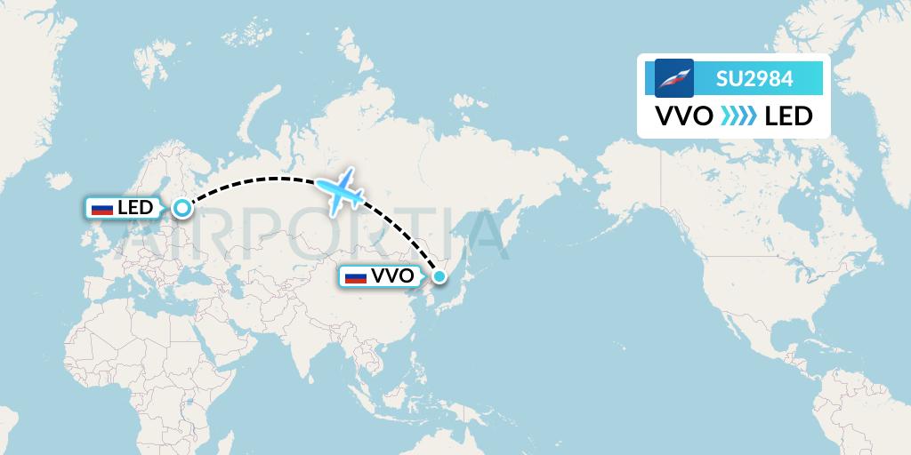 SU2984 Aeroflot Flight Map: Vladivostok to St. Petersburg