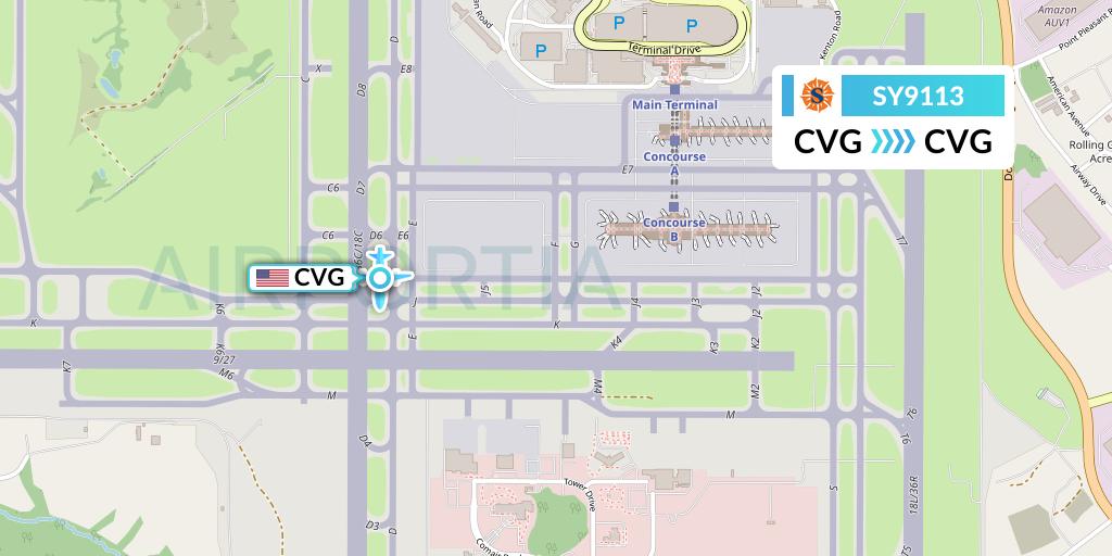 SY9113 Sun Country Airlines Flight Map: Cincinnati to Cincinnati