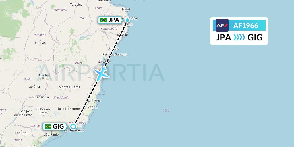 AF1966 Air France Flight Map: Joao Pessoa to Rio de Janeiro