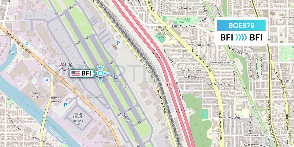 BOE878 Boeing Flight Map: Seattle to Seattle