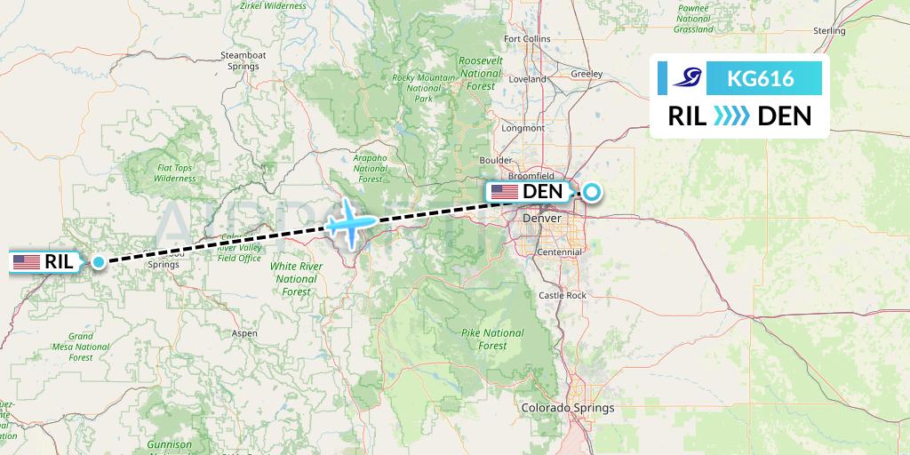 KG616 Key Lime Air Flight Map: Rifle to Denver