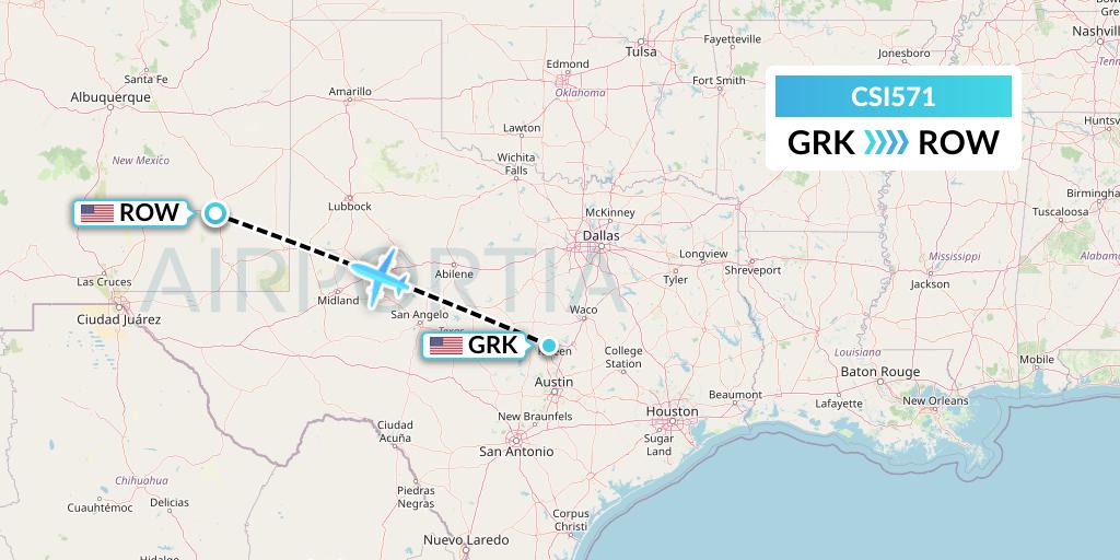 CSI571 Csi Aviation Flight Map: Killeen to Roswell