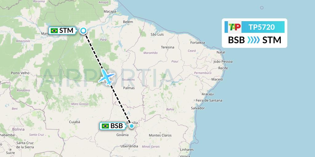TP5720 TAP Portugal Flight Map: Brasilia to Santarem