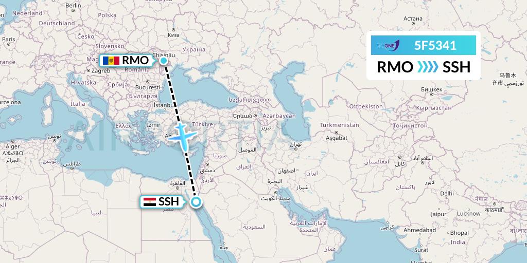 5F5341 Fly One Flight Map: Chisinau to Sharm el-Sheikh