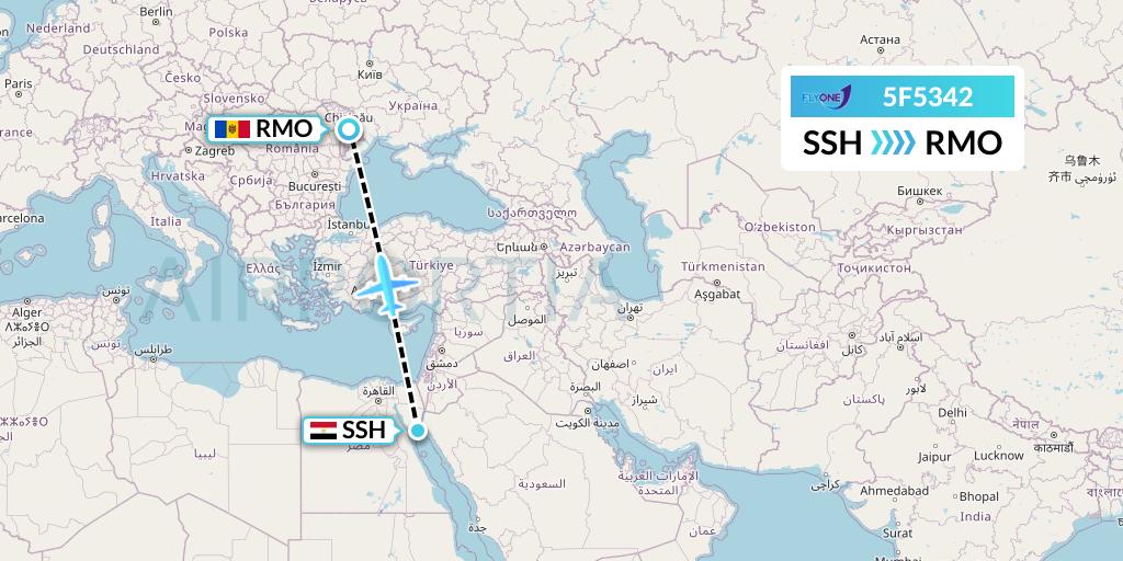 5F5342 Fly One Flight Map: Sharm el-Sheikh to Chisinau