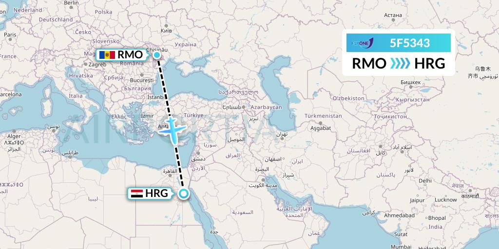 5F5343 Fly One Flight Map: Chisinau to Hurghada