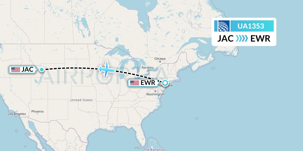 UA1353 United Airlines Flight Map: Jackson to New York