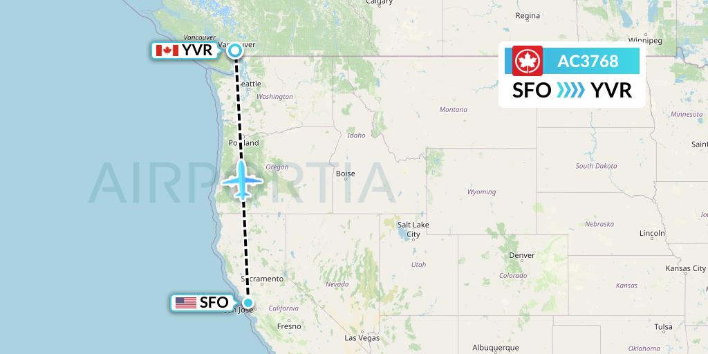 AC3768 Air Canada Flight Map: San Francisco to Vancouver