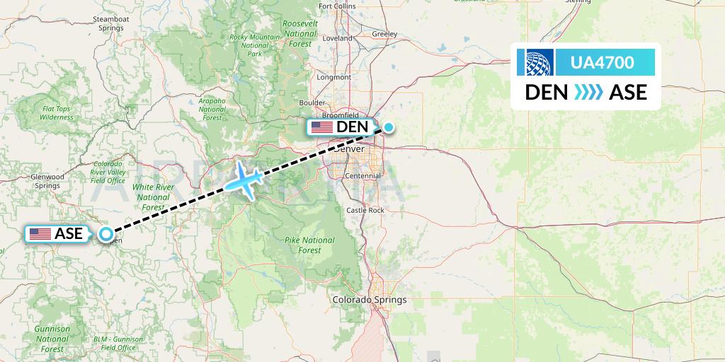 UA4700 United Airlines Flight Map: Denver to Aspen