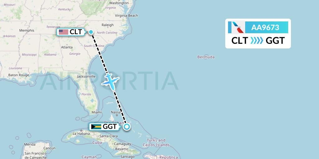 AA9673 American Airlines Flight Map: Charlotte to George Town