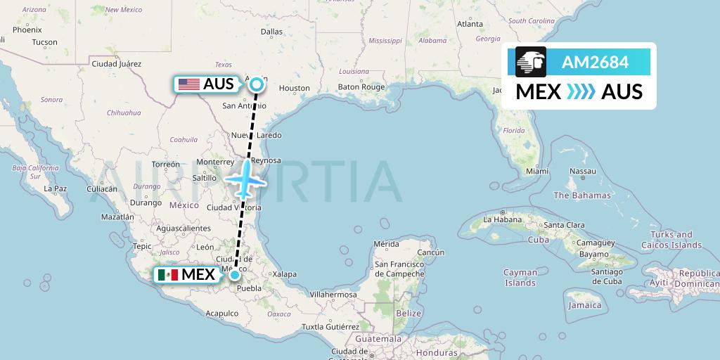 AM2684 Aeromexico Flight Map: Mexico City to Austin
