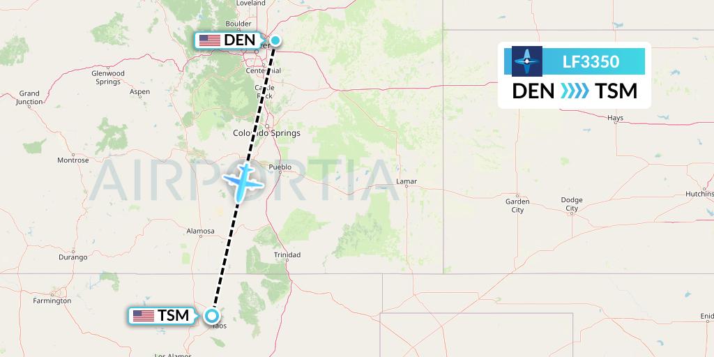 LF3350 Corporate Flight Management Flight Map: Denver to Taos