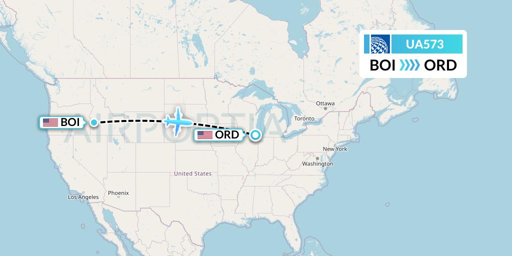 UA573 United Airlines Flight Map: Boise to Chicago