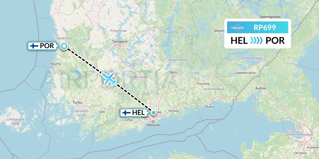 RP699 BASE (Budapest Aircraft Services) Flight Map: Helsinki to Pori