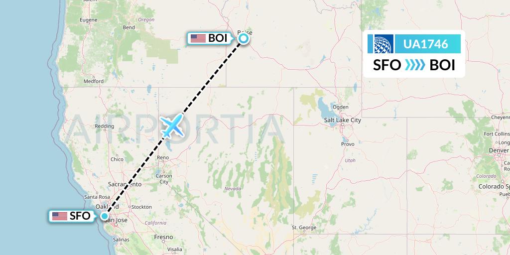 UA1746 United Airlines Flight Map: San Francisco to Boise
